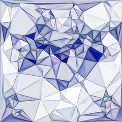cubist triangular mosaic white and blue