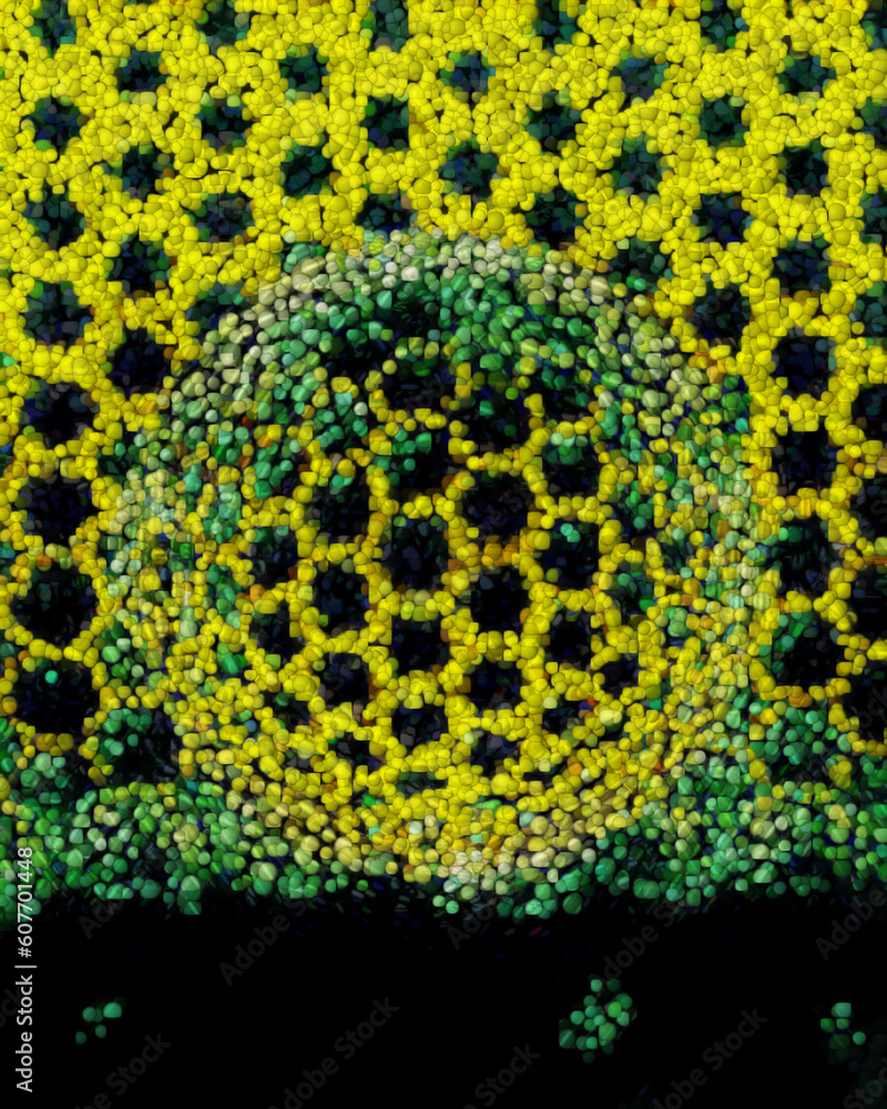Aufkleber exploding hexagonal structure yellow gold