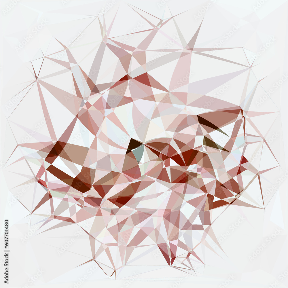 Aufkleber dull red coloured ultra-thin similar but different triangular segments overlapping on a white backgr