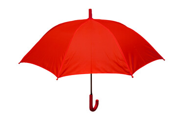 Red umbrella isolated on transparent white background - obrazy, fototapety, plakaty