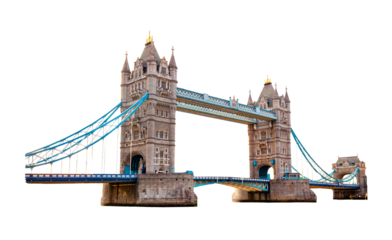 Tower Bridge in London UK cut out and isolated on transparent white background