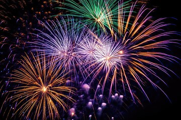 Obraz premium Explosive beauty as vibrant bursts of fireworks. Generative AI