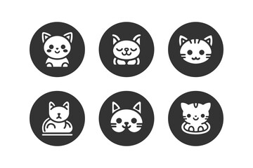 Cartoon cat, kitten vector icon set isolated