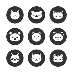 Cartoon cat, kitten vector icon set isolated