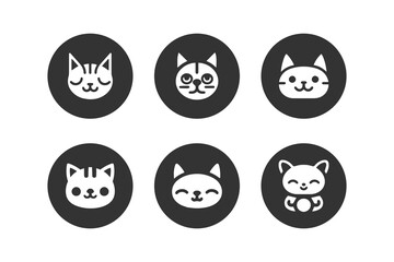 Cartoon cat, kitten vector icon set isolated