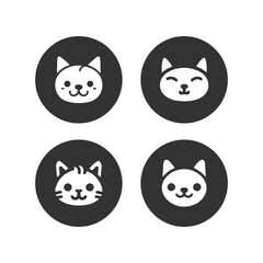Cartoon cat, kitten vector icon set isolated