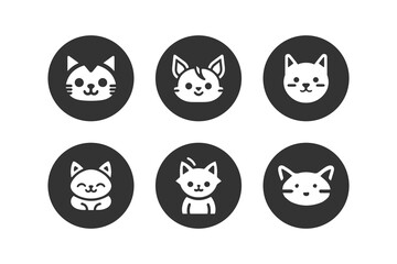 Cartoon cat, kitten vector icon set isolated
