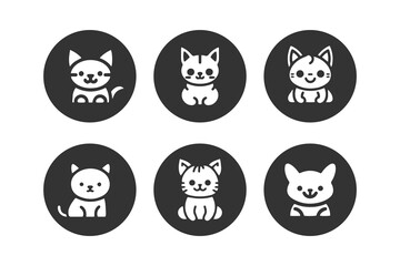 Cartoon cat, kitten vector icon set isolated