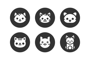 Cartoon cat, kitten vector icon set isolated