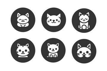 Cartoon cat, kitten vector icon set isolated