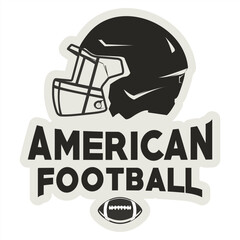 American Football Black and White Vintage Logo, Football Helmet Logo