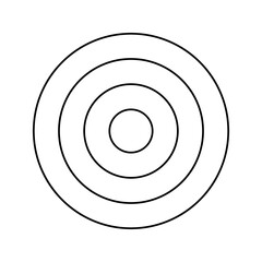 Concentric circles isolated on white background. Circular ripple icon. Vortex, sonar wave, soundwave, sunburst, radio signal, target aim, pain signs
