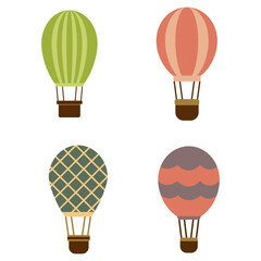 Colorful hot air balloon, pattern, air transport for travel, leisure and entertainment, design, cartoon style vector illustration decoration.