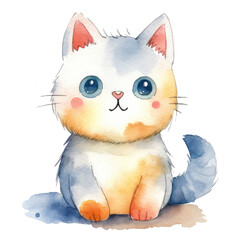 cute cat watercolor created with Generative AI technology