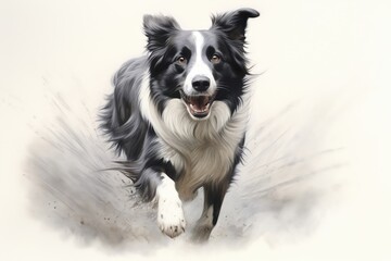 Border Collie dog creative illustration - Generative AI