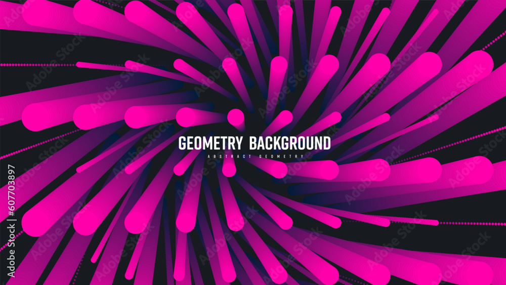 Poster vector abstract geometric background, gradient shape blend 3d, pink dots on black backdrop.