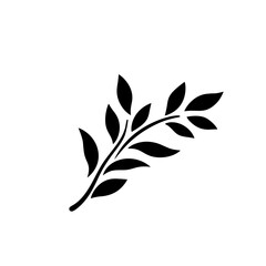 Twig Icon, Branch with Leaves Silhouette, Tree Branches Symbol, Herbs, Plant Leaf, Eucalyptus Sprig Silhouettes