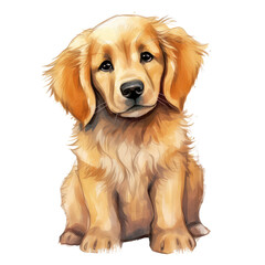 Cute Golden Retriver watercolor created with Generative AI technology