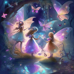 Fototapeta na wymiar Magical country where fabulous fairies live