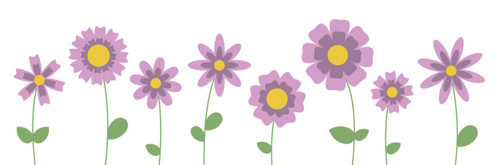 set of different flowers spring season collection