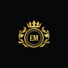 Luxury royal wing letter EA to CZ crest gold color logo vector image
