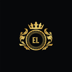 Luxury royal wing letter EA to CZ crest gold color logo vector image