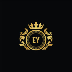 Luxury royal wing letter EA to CZ crest gold color logo vector image