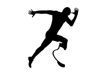 Fototapeta na wymiar Icono del un atleta paralímpico con una prótesis en la pierna