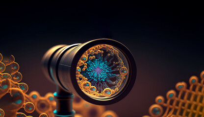 Microscopio mirando células y microbios - obrazy, fototapety, plakaty