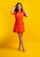 smiling stylish caucasian woman on background. photo of stylish caucasian woman