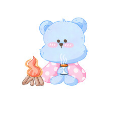 Bear cartoon teddy lovely cute art character blue bear 