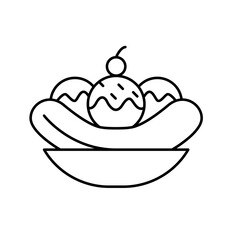 Banana split ice cream icon