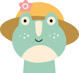 Frog with summer costume . Wildlife animals illustration .