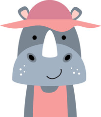 Rhinoceros with summer costume . Wildlife animals illustration .