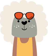 Sheep with summer costume . Wildlife animals illustration .