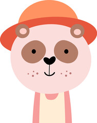 Panda bear with summer costume . Wildlife animals illustration .