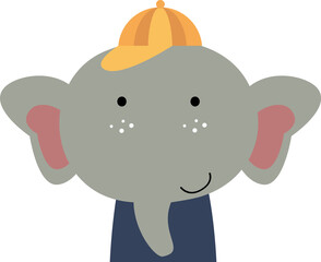 Elephant with summer costume . Wildlife animals illustration .