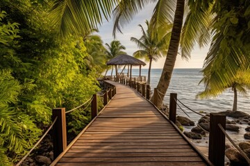 Fototapeta na wymiar Deserted beautiful summer tropical island. Generative AI