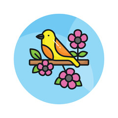 A bird sitting in a branch of tree, grab this beautiful icon of bird in editable style