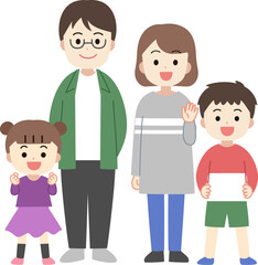 二世代家族・ファミリーのイラスト　線なし