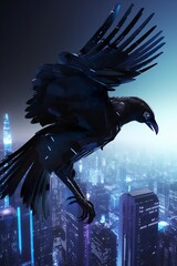 Cybernetic raven  - obrazy, fototapety, plakaty