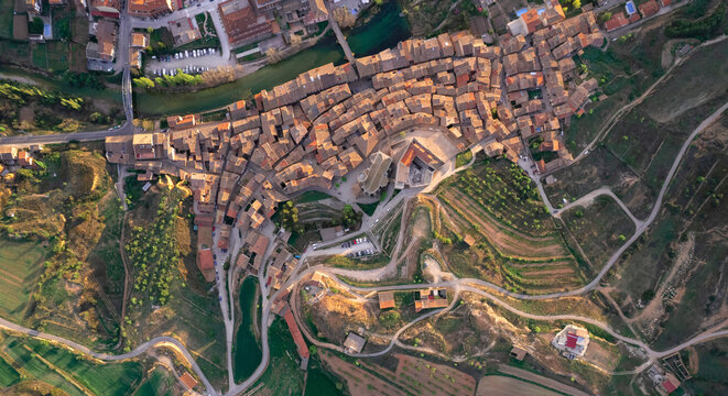 Aerial view of Valderrobres, Teruel, Spain.
