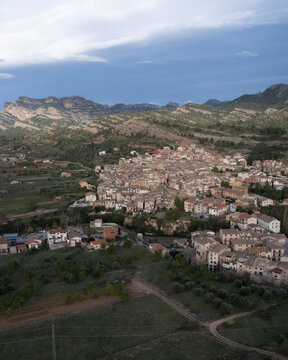 Aerial view of Beceite, Teruel, Matarranya comarca, Spain.