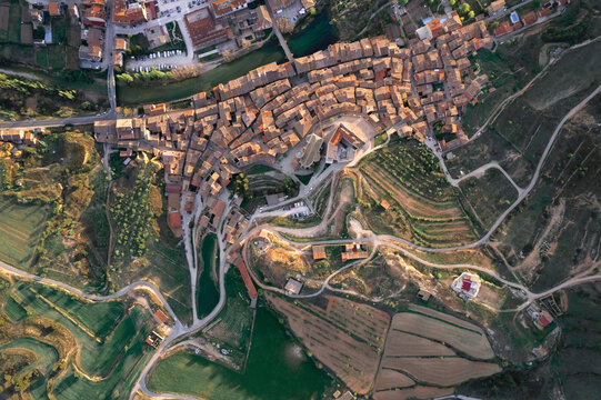 Aerial view of Valderrobres, Teruel, Spain.