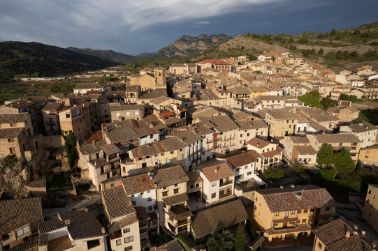 Aerial view of Beceite, Teruel, Matarranya comarca, Spain.
