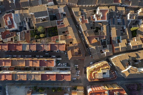 Aerial view of roofs Xativa, Valencia, Spain.