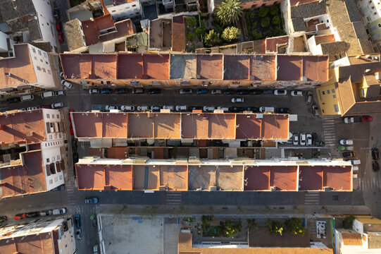 Aerial view of roofs Xativa, Valencia, Spain.