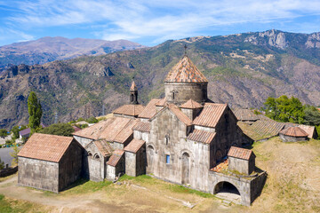 Aerial view of Haghpat Monastery on sunny summer day. Lori Province, Armenia.