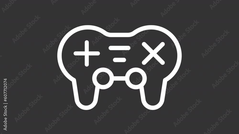 Poster animated gamepad white line icon. game controller animation. play station. playing video game. loop 