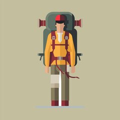camping backpacker character vector, very suitable for adventure, outdoor, camp, expedition. etc